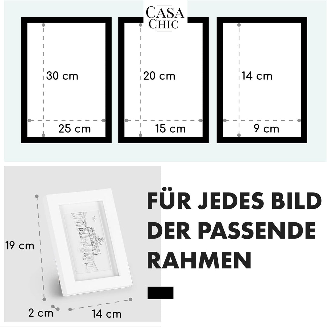 Casa Chic Bilderrahmen 7er-Set, Bilderrahmen für Kinderzeichnungen, Urkunden & Fotos, Holz-Bilderrah