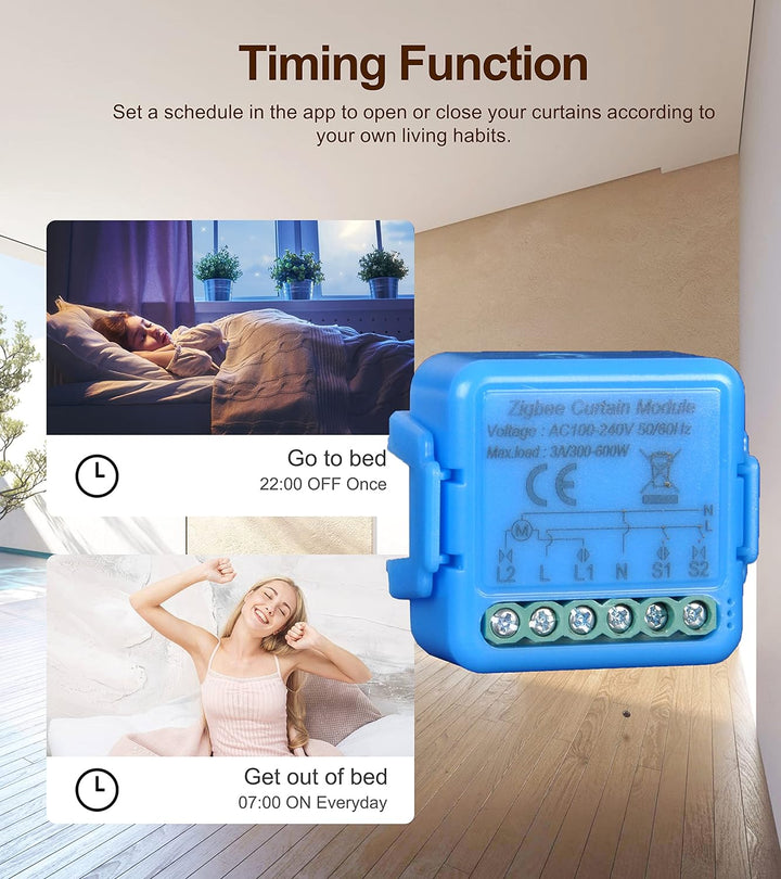 Zigbee Roller Shutter Switch, Tactile Switch 16A for Electric Roller Shutters, Voice Control with Al
