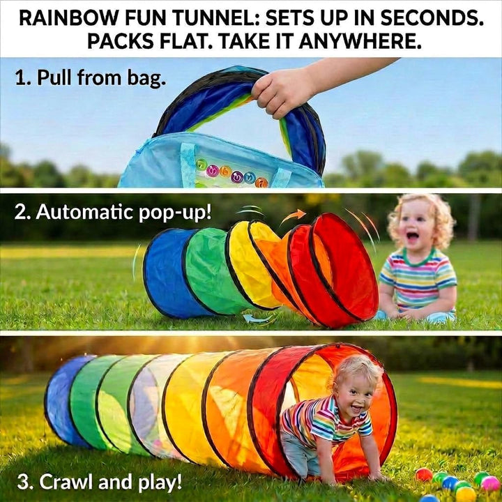 NUBUNI Tunnel XL 180 cm. : Tunnel Kinder : Kriechtunnel : Krabbeltunnel für Kinder : Spieltunnel Kin
