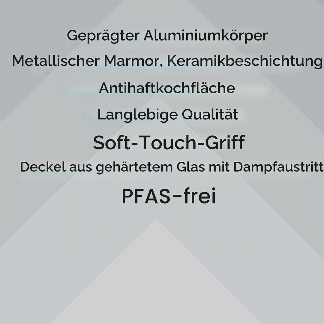 Progress Topf 24 cm, Kochtopf mit Deckel, mit Antihaftbeschichtung aus Metallmarmor-Keramik, leichte
