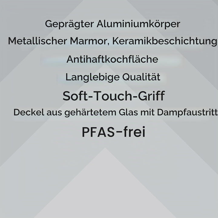 Progress Topf 24 cm, Kochtopf mit Deckel, mit Antihaftbeschichtung aus Metallmarmor-Keramik, leichte