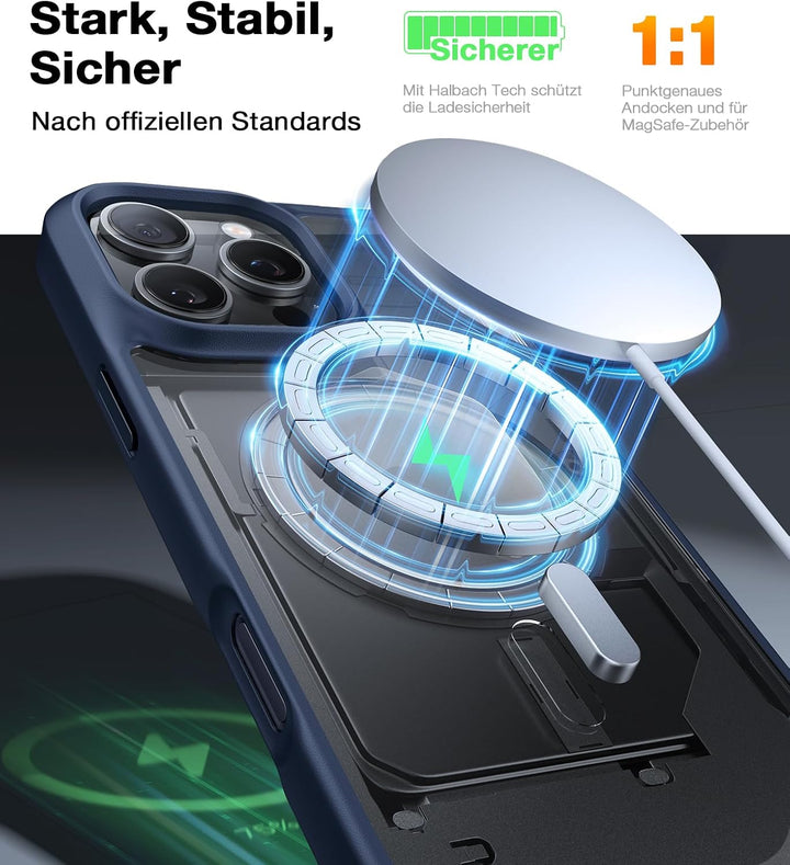 TORRAS Guardian-Mag für iPhone 16 Pro Max Hülle für MagSafe Blau | MagSafe-kompatibel, Zertifizierte