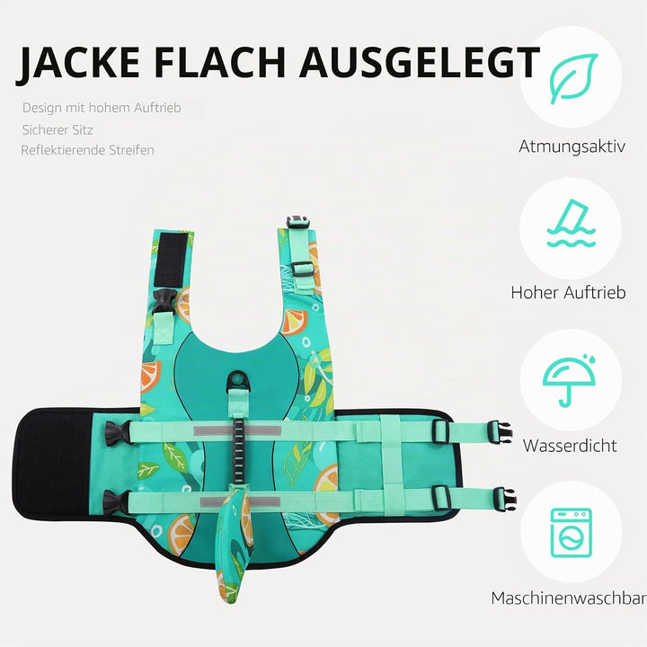 CITÉTOILE Schwimmweste Hunde Hai, Leicht und Sicher für Wassersport, hundeschwimmweste mit Griff und