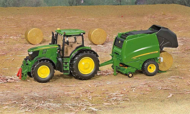 siku 2465, John Deere Rundballenpresse 990, 1:32, Metall/Kunststoff, Grün, Öffenbare Seiten- und Hec