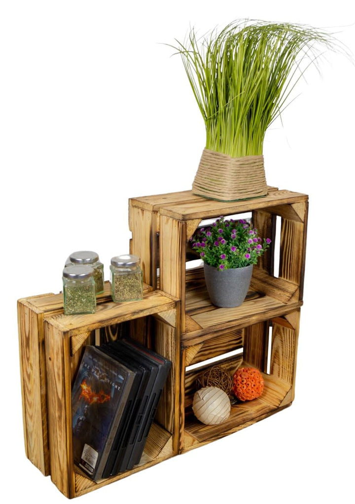 Kistenkolli Altes Land kleine geflammte massive Obstkiste Frieda Masse ca 30x22x16cm Weinkiste Regal