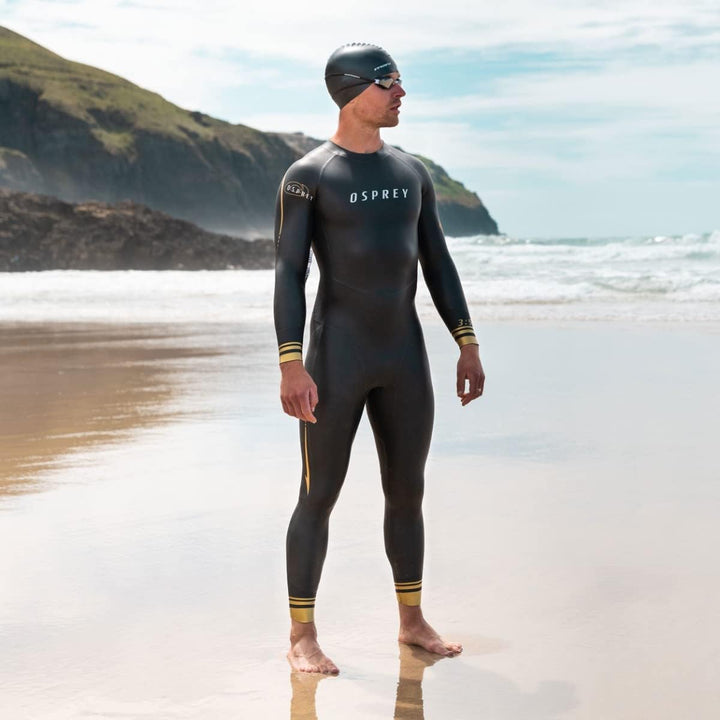 Osprey Herren WST0060 Trident, Triathlon-Sommer-Neoprenanzug, volle Länge, 3 mm Tri-Suit, Schwarz, S