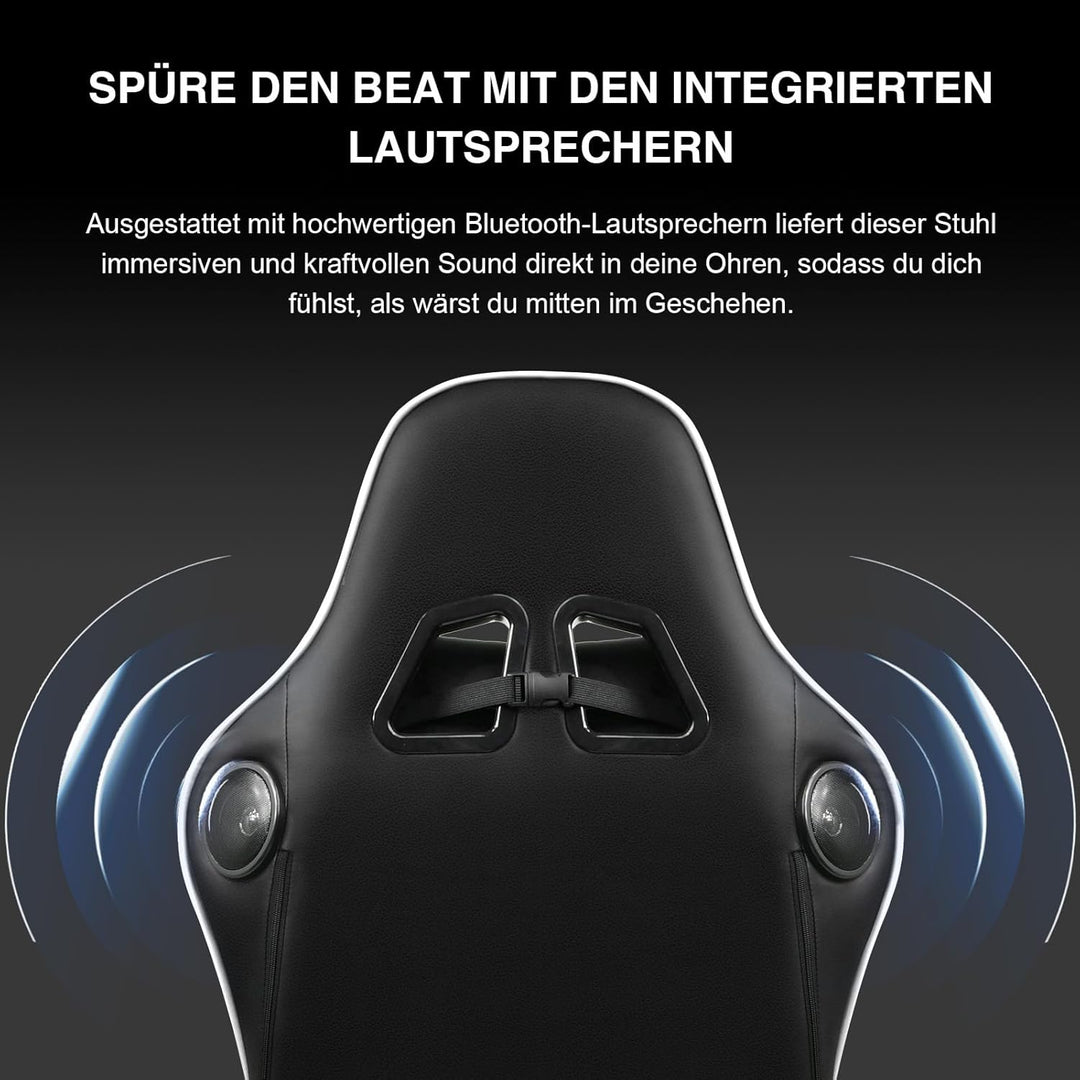 GTPLAYER Gaming Stuhl Gamer Stuhl mit Fussstütze Bluetooth Lautsprecher Ergonomischer Bürostuhl Comp