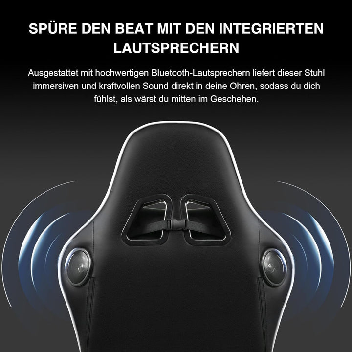 GTPLAYER Gaming Stuhl Gamer Stuhl mit Fussstütze Bluetooth Lautsprecher Ergonomischer Bürostuhl Comp