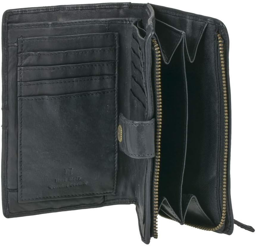 Bear Design Portemonnaie Damen Geldbörse Leder 10x15cm Geldbeutel Cow Lavato schwarz