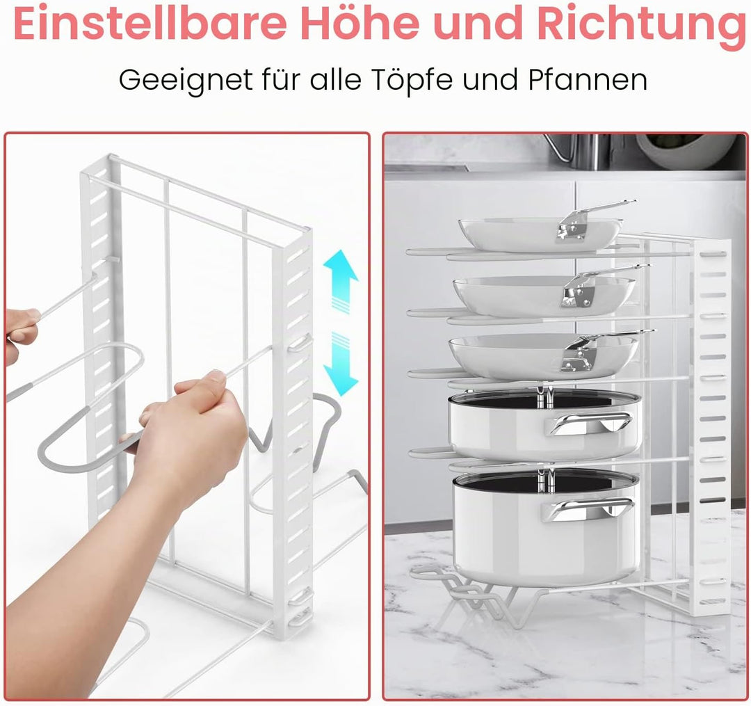 G-TING Topfständer, 8 Ebenen, Töpfe und Pfannen-Organizer zum Ordnen und Aufbewahren in der Küche, v