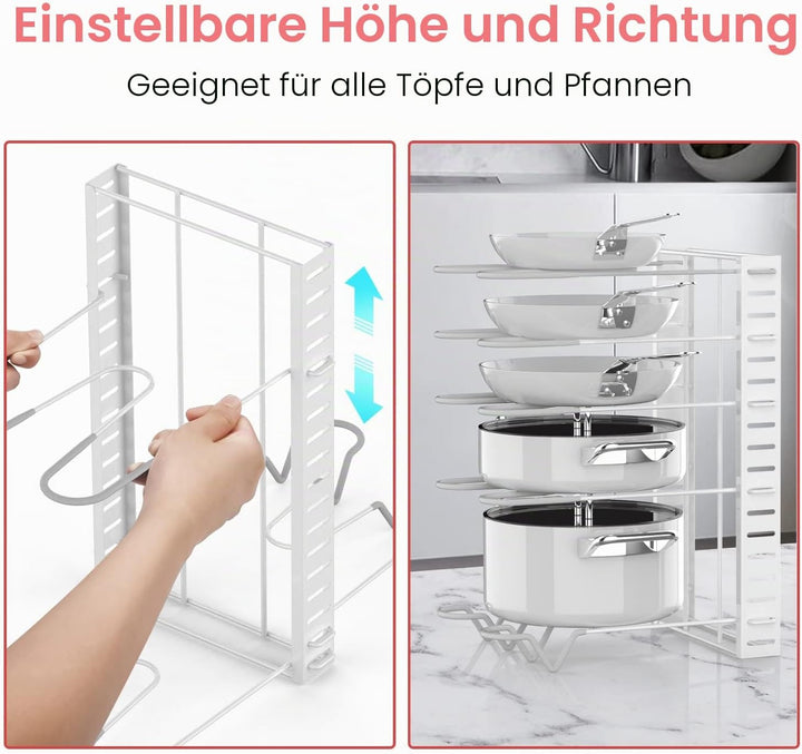 G-TING Topfständer, 8 Ebenen, Töpfe und Pfannen-Organizer zum Ordnen und Aufbewahren in der Küche, v
