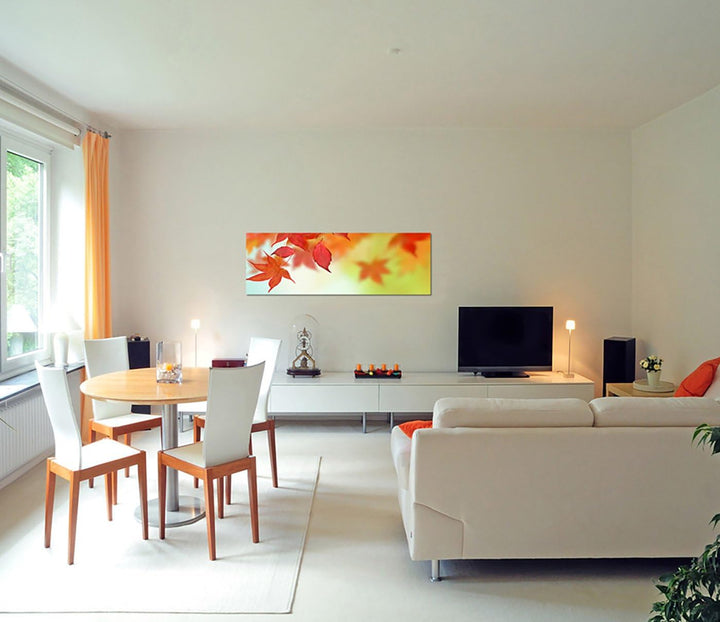 Paul Sinus Art Panoramabild auf Leinwand und Keilrahmen 150x50cm Herbst Blätter