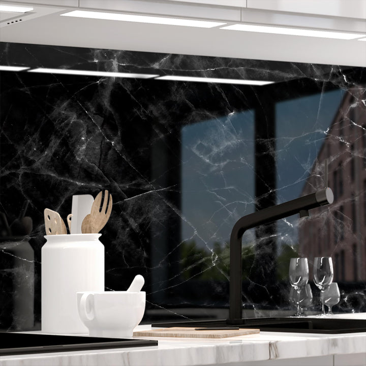 StickerProfis Küchenrückwand selbstklebend Glasoptik - MARMOR Black - 1.8mm, Versteift, alle Untergr