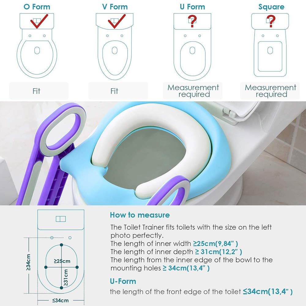 Toilettensitz kinder mit treppe, Faltbar Toilettentrainer Stabilen Rutschfesten, Kinder WC Sitz mit