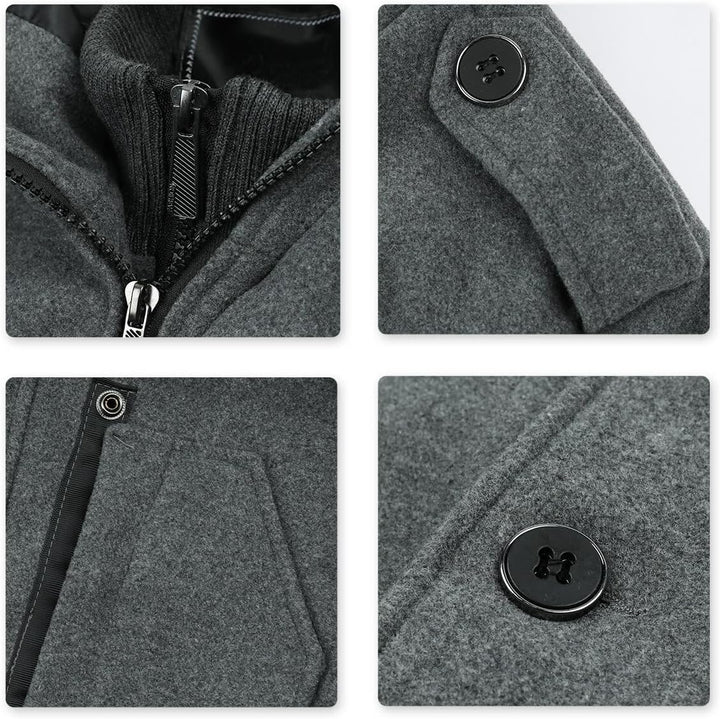 YOUTHUP Mantel Herren Wollmantel mit Kapuze Regular Fit Wolle Wintermantel Mittelange Winter Herrenm