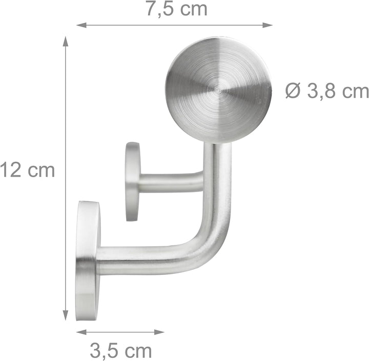 Relaxdays Handlauf, 201er Edelstahl, matt, rundes Treppengeländer, innen & aussen, 150 cm, Ø 38 mm,
