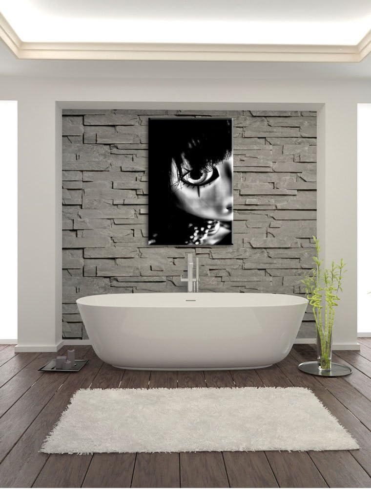 Pixxprint düstere Pullip mit Augen / 100x70cm Leinwandbild bespannt auf Holzrahmen/Wandbild Kunstdru