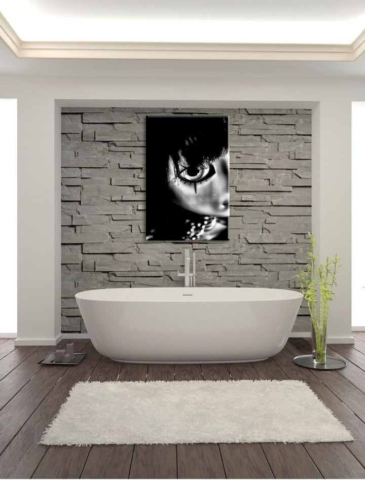 Pixxprint düstere Pullip mit Augen / 100x70cm Leinwandbild bespannt auf Holzrahmen/Wandbild Kunstdru