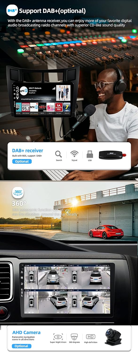 JOYX Android 13 IPS Autoradio Passt für Toyota Yaris (2005-2011) - 4G+64G - Eingebaut DSP/Carplay/An