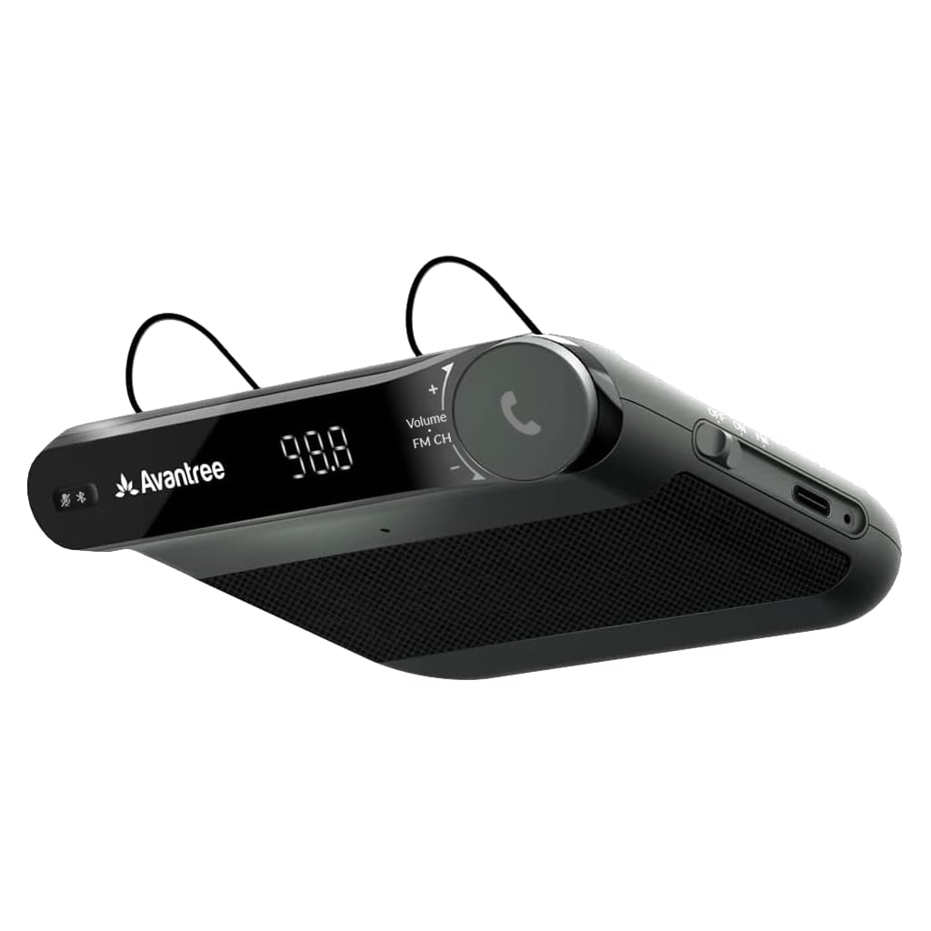 Avantree Roadtrip - Bluetooth Freisprecheinrichtung für Auto und Drahtloser FM Transmitter 2-in-1 Ca