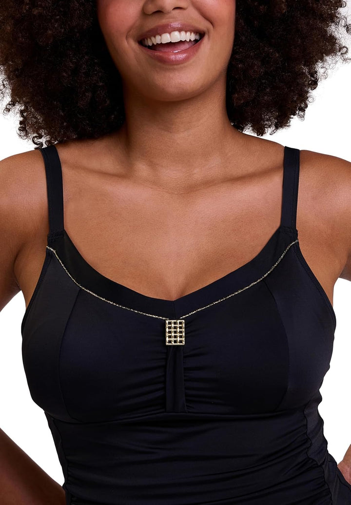 Sans Complexe Damen Speekaboo Shape Badeanzug, Tankini ohne Bügel 40-42 Schwarz, 40-42 Schwarz