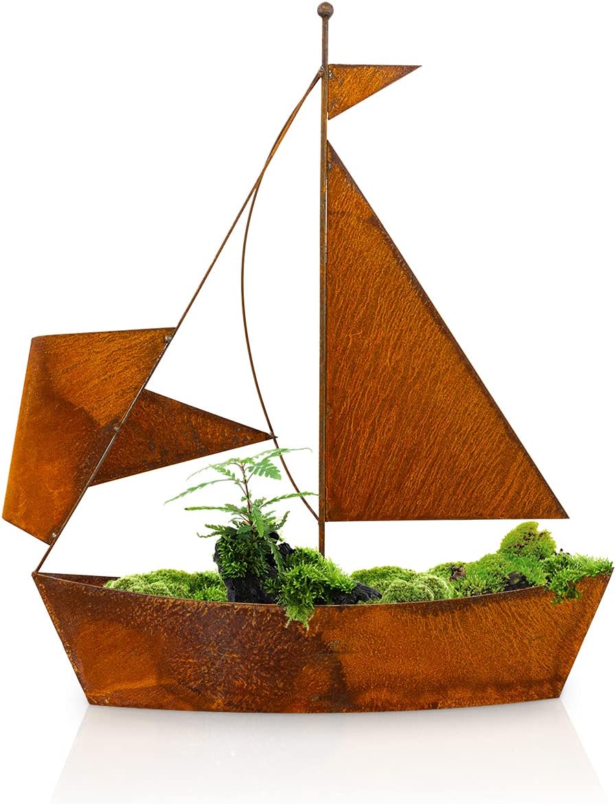 Blümelhuber Gartendeko Rostoptik Segelschiff - Rost Deko für Garten zum Bepflanzen - Maritime Edelro
