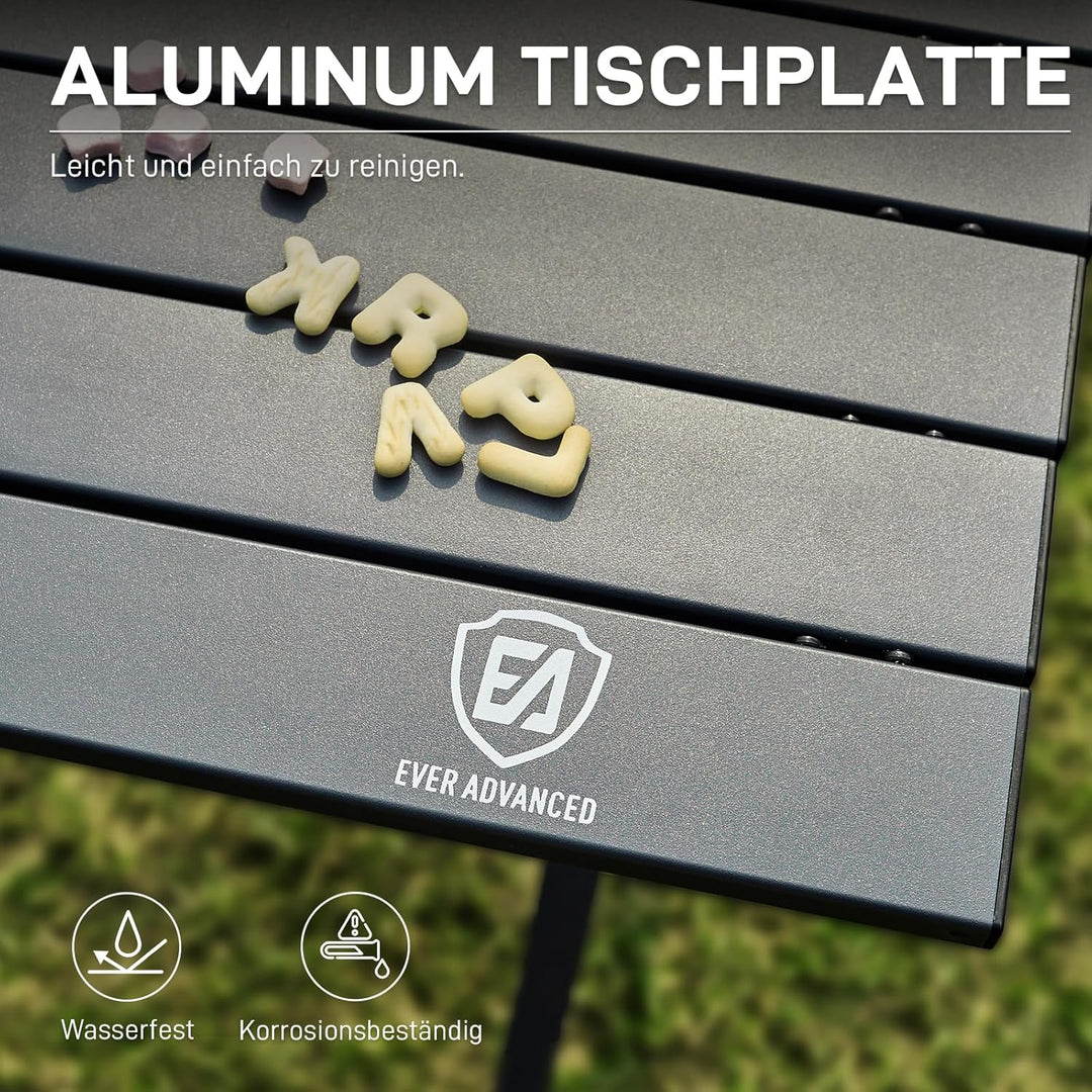 EVER ADVANCED Campingtisch Klappbar Aluminium 120X70CM Klapptisch 80KG Belastbar Aufrollbarer Tischp
