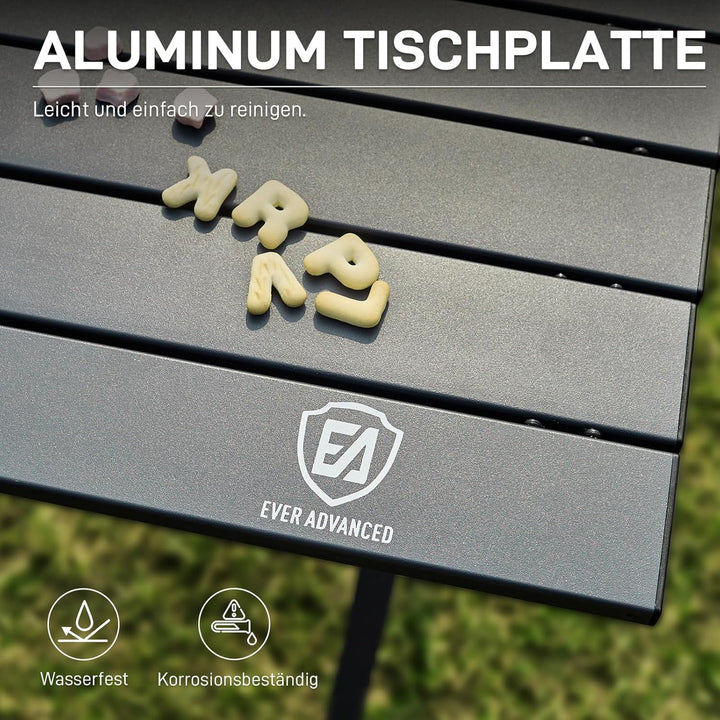 EVER ADVANCED Campingtisch Klappbar Aluminium 120X70CM Klapptisch 80KG Belastbar Aufrollbarer Tischp