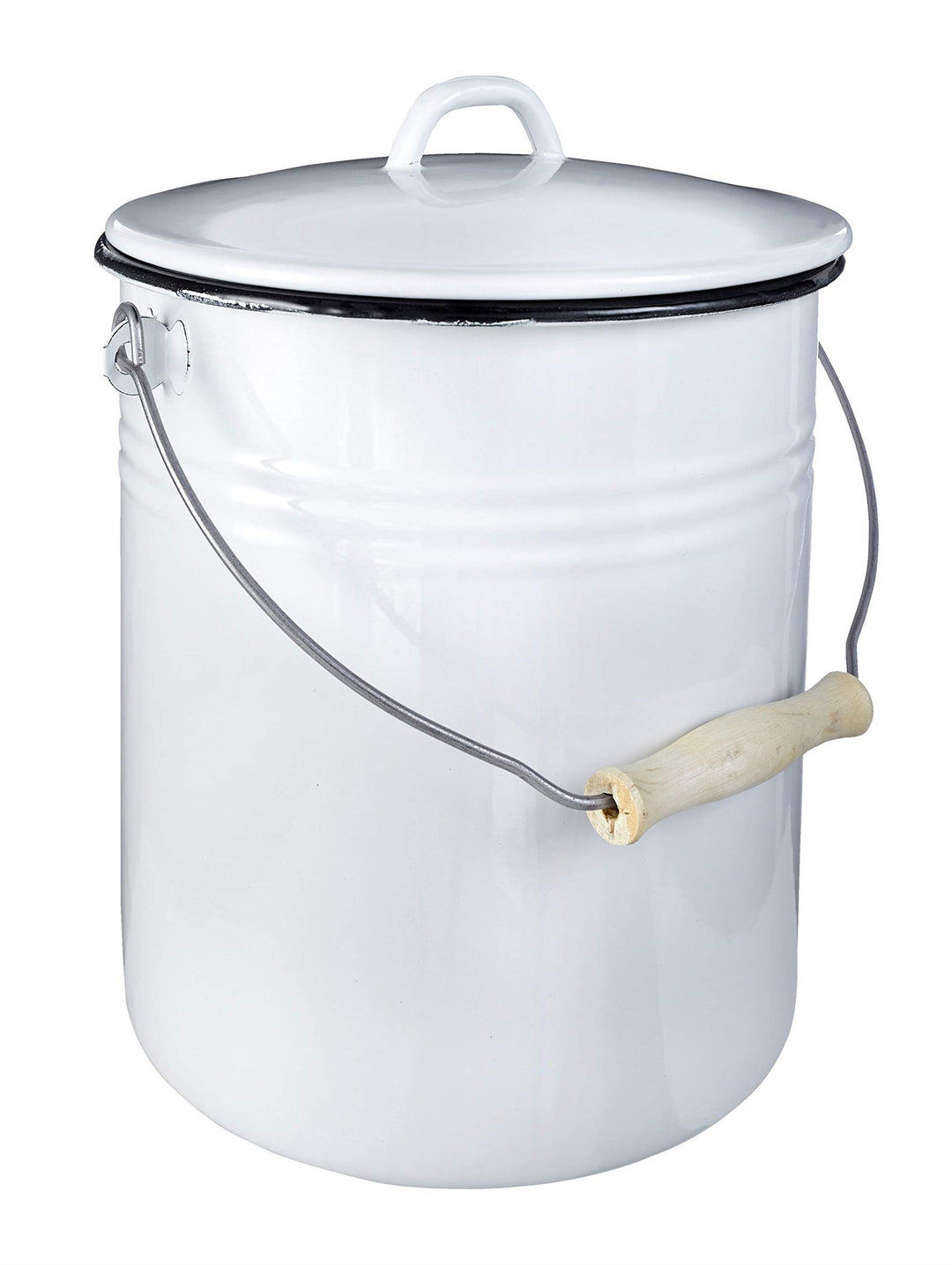 Mülleimer mit Deckel emailliert, weiss, 10 Liter 10 Liter Weiss, 10 Liter Weiss