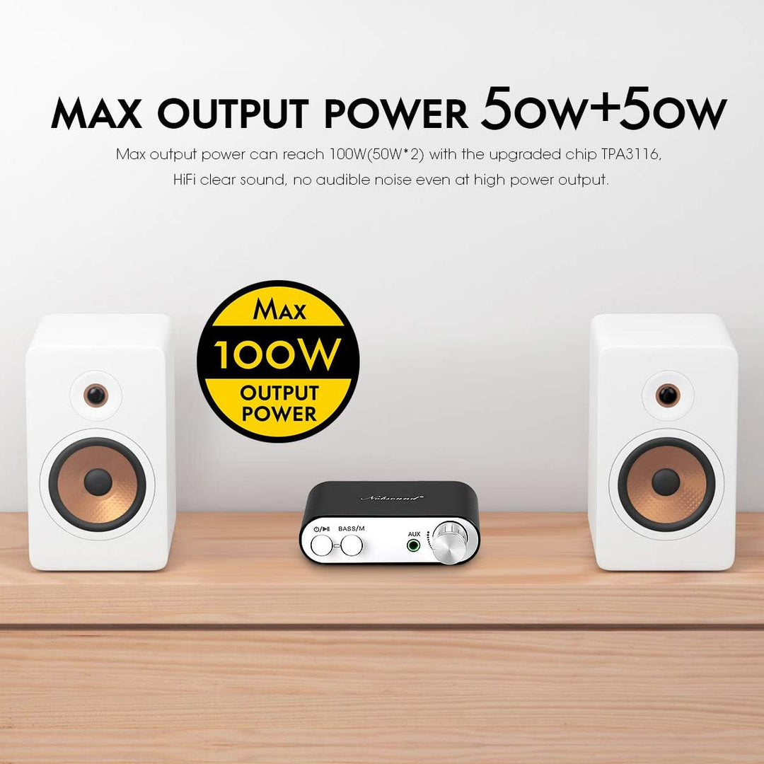 Nobsound NS-10G Mini Bluetooth 5.0 Digitaler Stereo Verstärker 100W HiFi Power Amp mit Netzteil (Sch