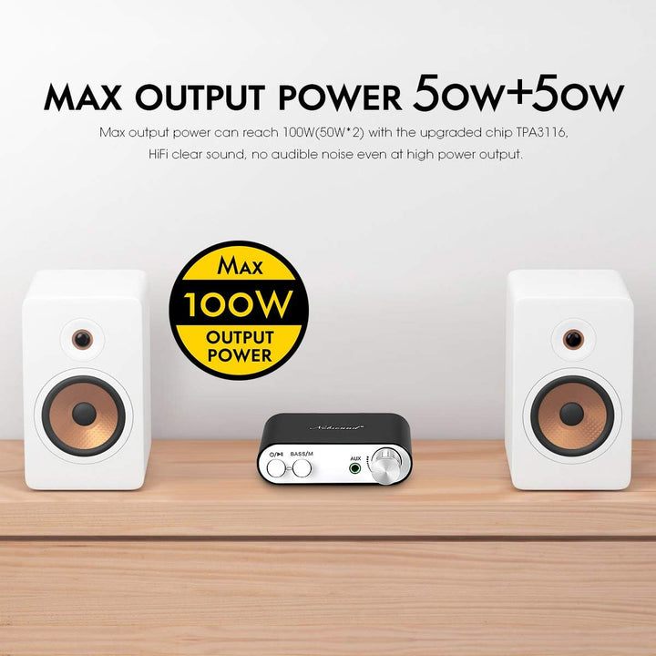 Nobsound NS-10G Mini Bluetooth 5.0 Digitaler Stereo Verstärker 100W HiFi Power Amp mit Netzteil (Sch
