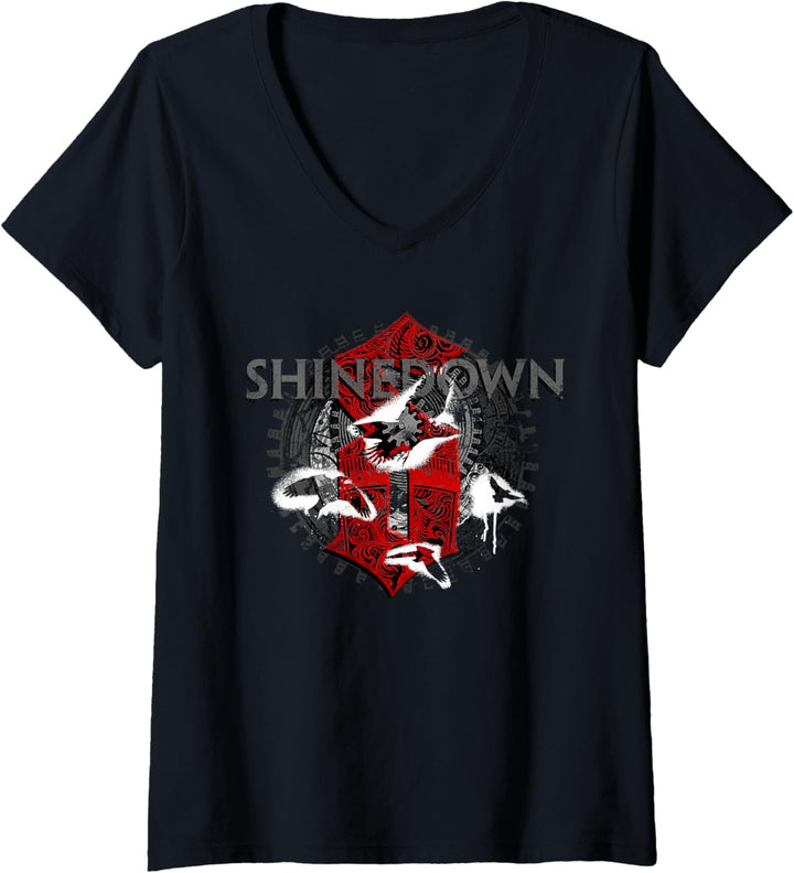 Shinedown Madness Uhrwerk T-Shirt mit V-Ausschnitt