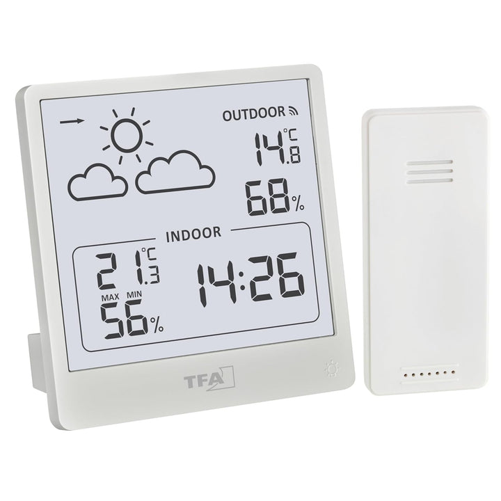 TFA Dostmann Cleo Funk Wetterstation innen/aussen, 35.1176.02, mit Aussensensor, Temperatur und Luft