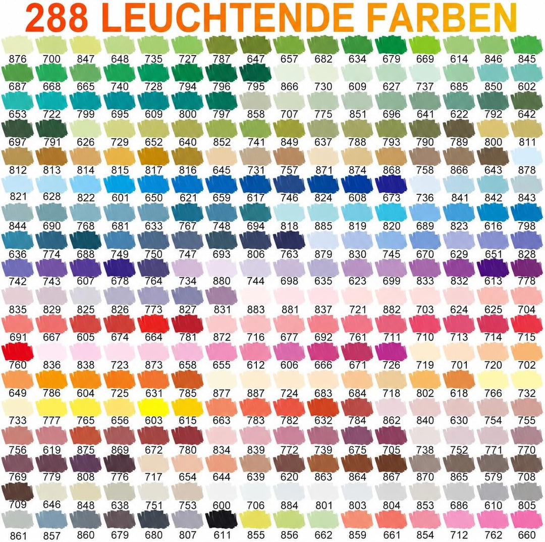 Laconile 288 Farben Acrylstifte Set – Acrylmarker mit Direct Liquid Design, CD-Tasche zum einfachen