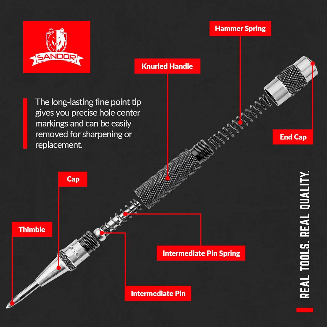 Robuster automatischer Körner mit gehärtetem Stahl – 2 Stück, Premium-Universal-Metall-Handwerkzeug