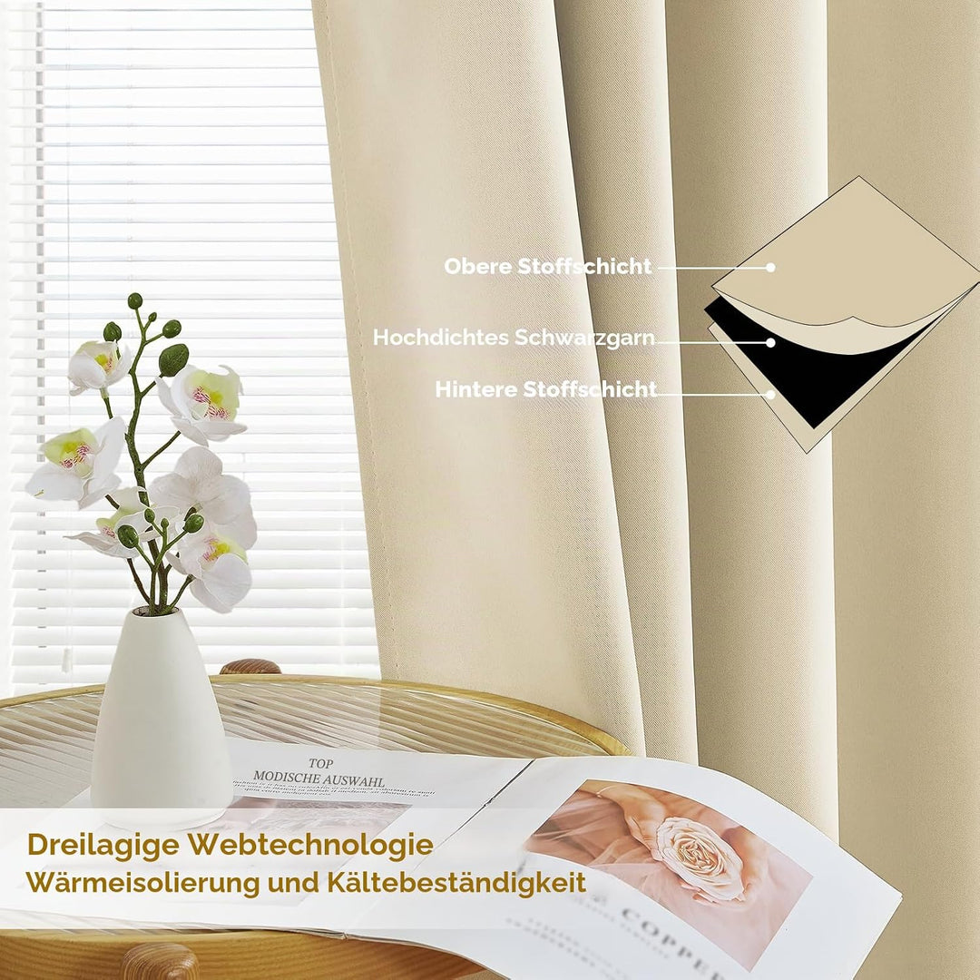 MRTREES Vorhang Blickdicht Gardinen Thermovorhang mit Ösen Verdunklungsvorhang Ösenschal Vorhänge Ku