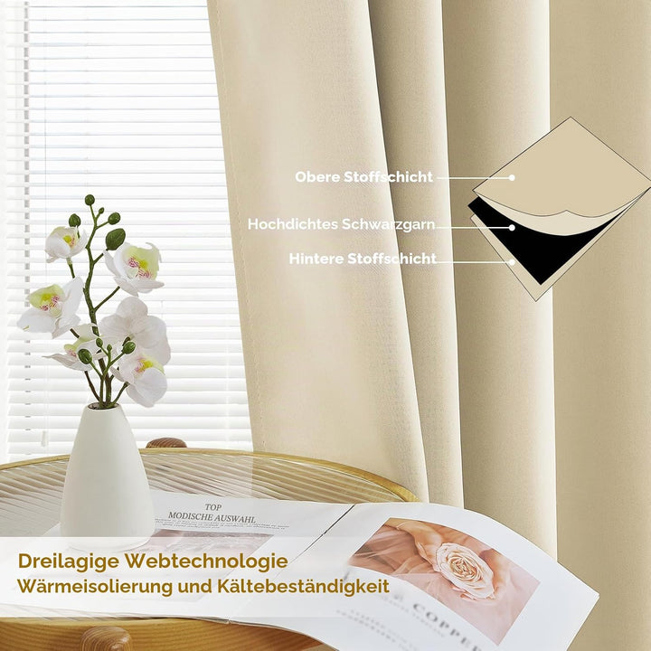 MRTREES Vorhang Blickdicht Gardinen Thermovorhang mit Ösen Verdunklungsvorhang Ösenschal Vorhänge Ku