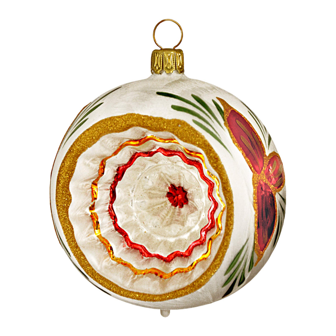 Christbaumkugel 8cm Reflex Christstern, mundgeblasene und von Hand dekorierte Weihnachtsbaumkugel, e