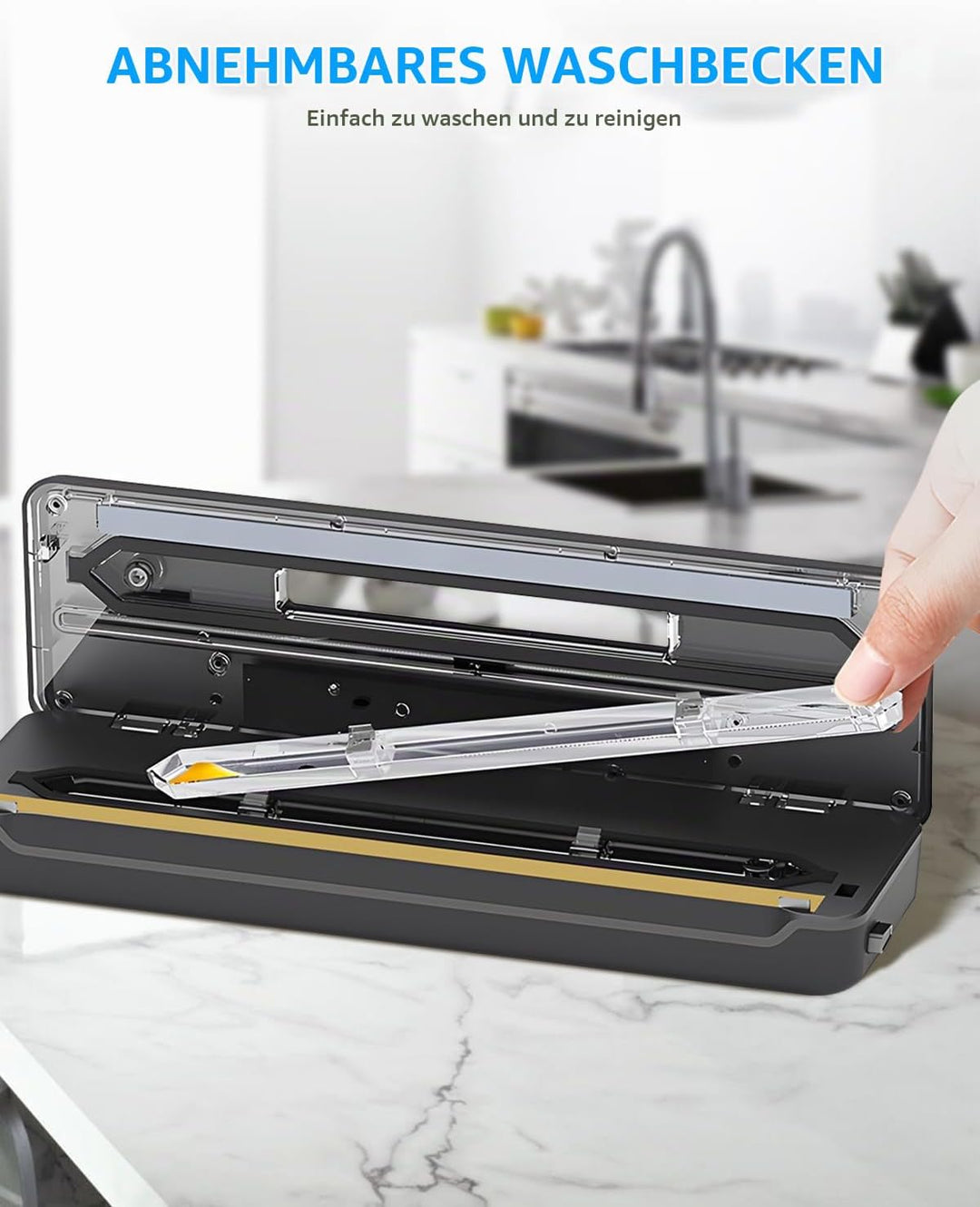 Carehabi Vakuumierer, Stark Vakuumiergerät mit 6 Modi, Vacumm Sealer mit Abnehmbarer Tropfschale, Sc