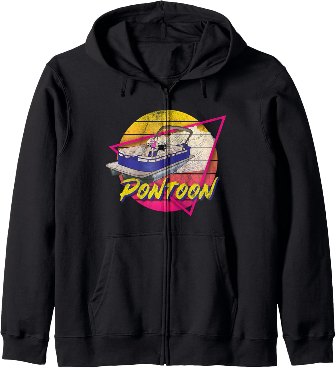 Pontoon Boot Retro 80er oder 90er Jahre Vintage Bootfahren Kapuzenjacke