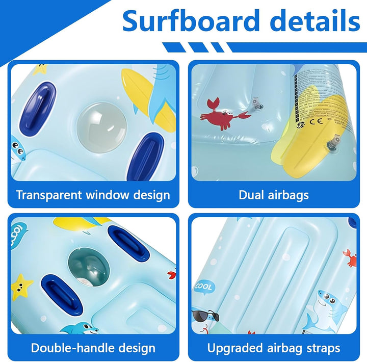 CIYIN Schwimmbrett Bodyboard Aufblasbar, Surfbrett Bodyboard mit Griffen, Schwimmhilfe Aufblasbar Ki
