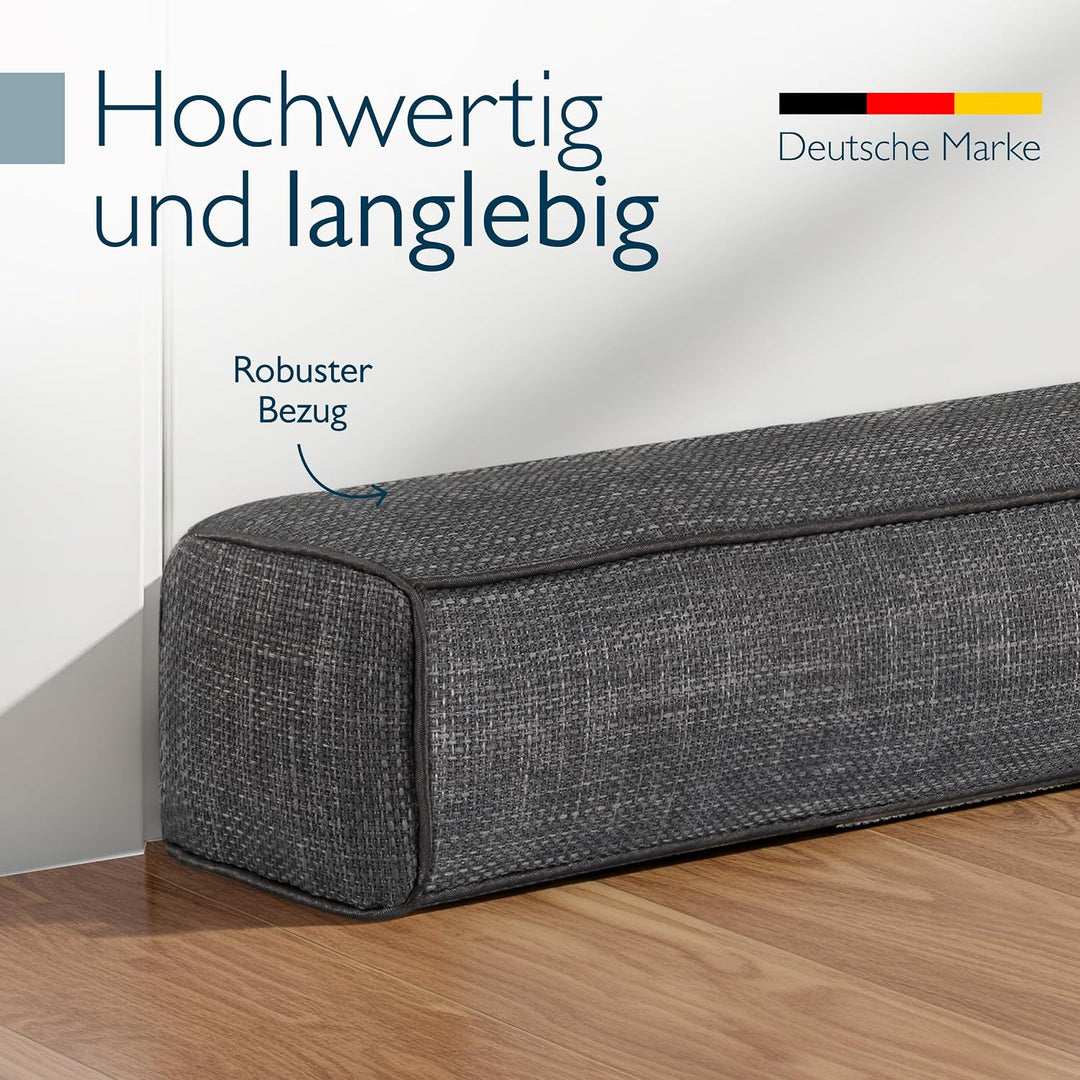 Beautissu Zugluftstopper für Türen 90cm – Wärmeschutz &amp; Kälteschutz Türluftstopper Dunkelgrau – Stof