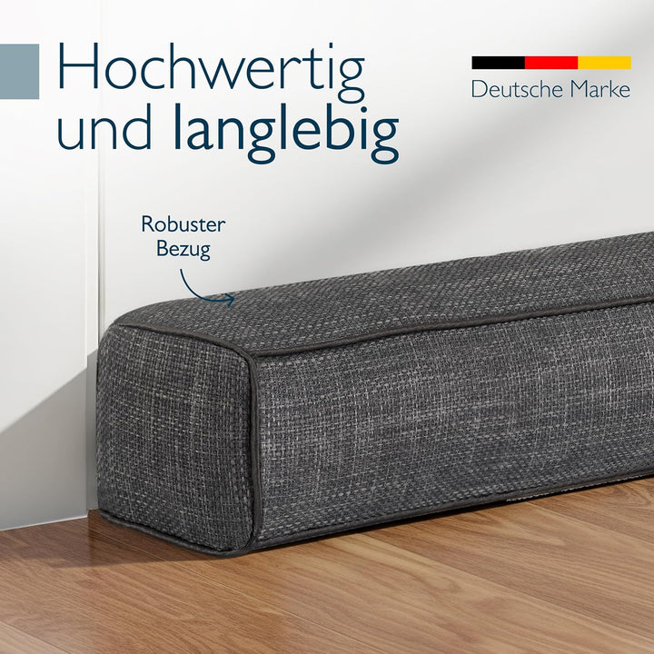 Beautissu Zugluftstopper für Türen 90cm – Wärmeschutz &amp; Kälteschutz Türluftstopper Dunkelgrau – Stof