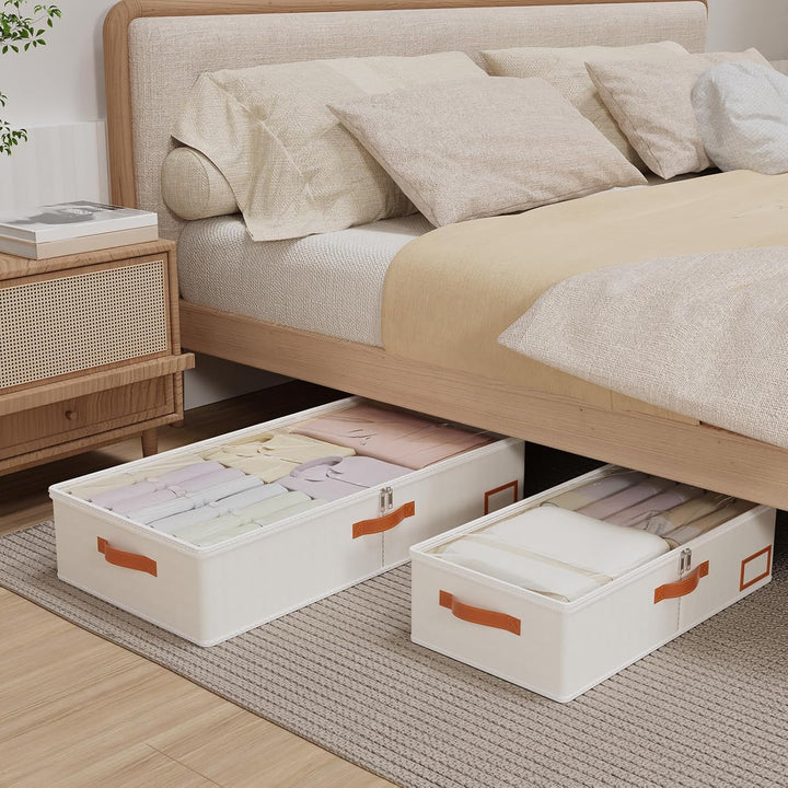 Yawinhe 3 Stück Unterbettkommode, Unterbett-Aufbewahrungstasche Kleideraufbewahrung, Faltbare Aufbew