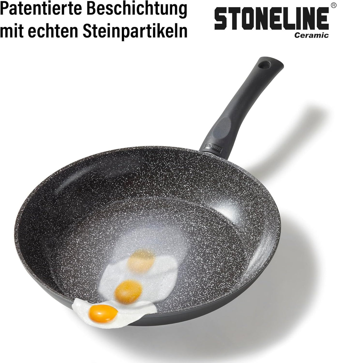 STONELINE Ceramic Keramikpfanne Töpfe Set 16 teilig 18/20/24/28 cm Töpfe Pfannen PFAS-frei Topfset P