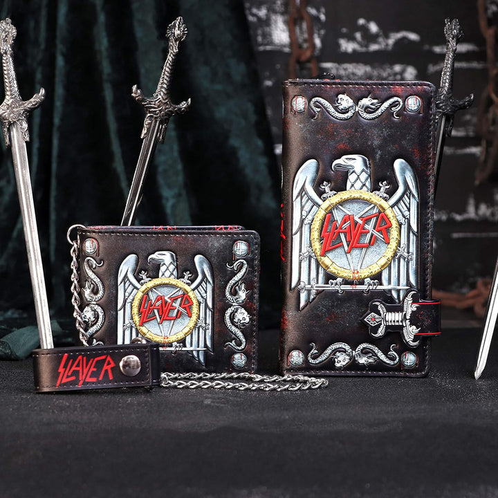 Nemesis Now Offiziell Lizenziertes Slayer Adler-Logo geprägtes Portemonnaie, Metall, Schwarz, 11 cm