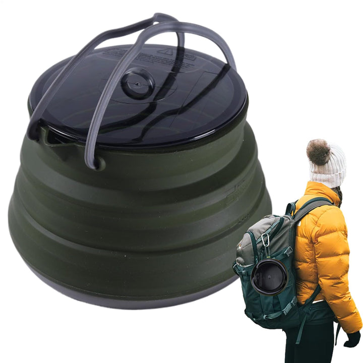 Silikon-Camping-Kochtopf, faltbarer Kaffeekessel, 1,5 l Wasserbehälter mit grossem Fassungsvermögen,