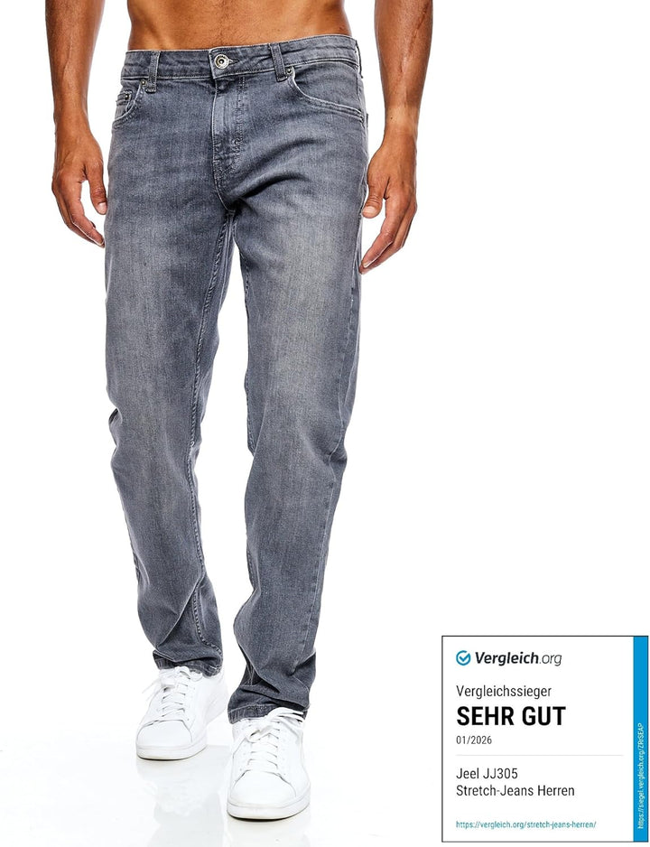JEEL Herren-Jeans - Regular-Fit Straight-Cut - Stretch - Jeans-Hose Basic Washed 29W / 32L 04-grau,