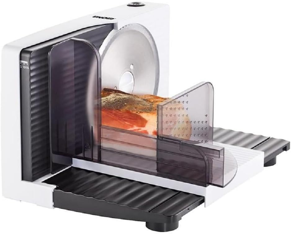 Unold 78860 ALLESSCHNEIDER Curve White, 100 W, zusammenklappbar, Edelstahlmesser, Edelstahl,