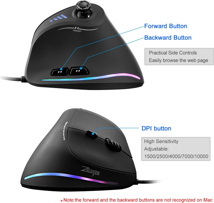 TKMARS Gaming Maus, Optische Vertical Gaming Mouse mit Joystick,Ergonomisches Design Vorbeugung gege